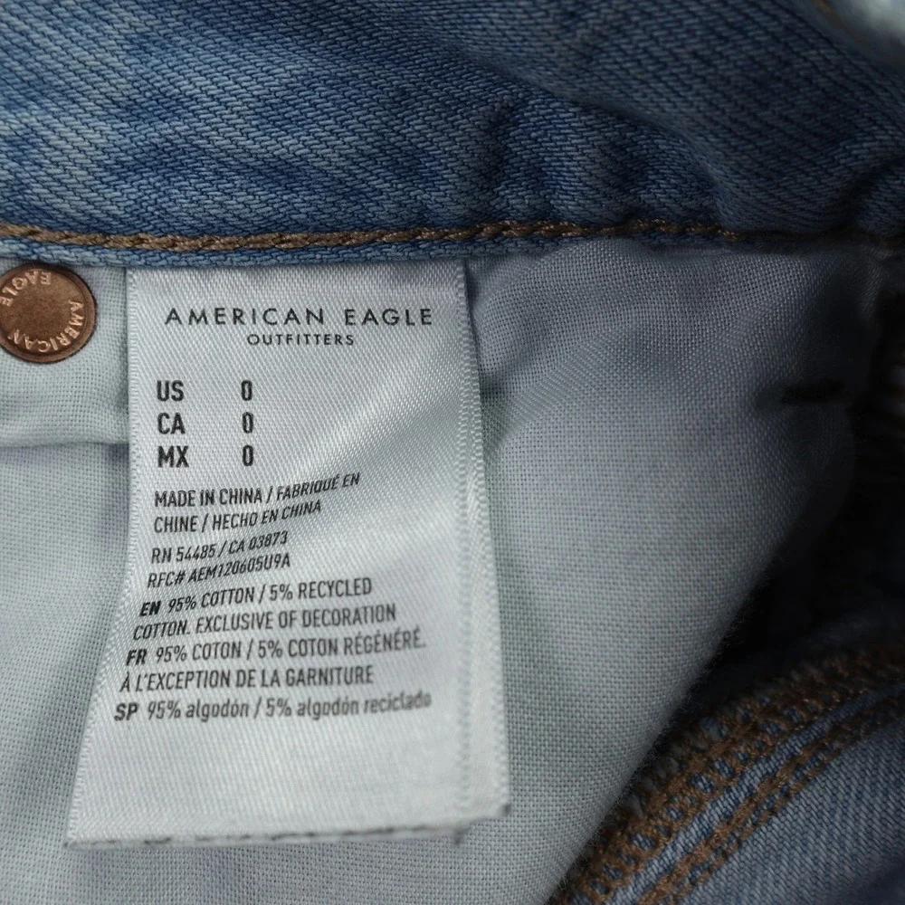 American Eagle Shorts Womens 0 Blue Highest‎ Rise Baggy Distressed Denim